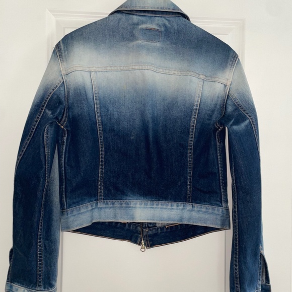 LEVI’S Rare Two Tone Dark Light Denim Zip-Up Jacket Size Girls L/ Women S - Picture 8 of 11